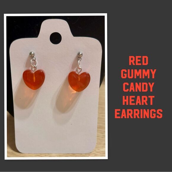 Red Gummy Candy Heart Earrings - Picture 1 of 1